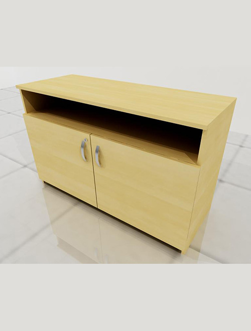 Serviced credenza with open space and doors in beech finish