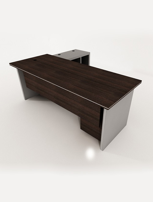 Dual tone desk partitioned side return and fixed pedestal