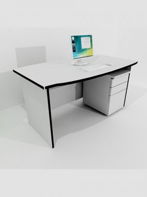 Officer's desk with  straight top on laminate leg with mobile pedestal