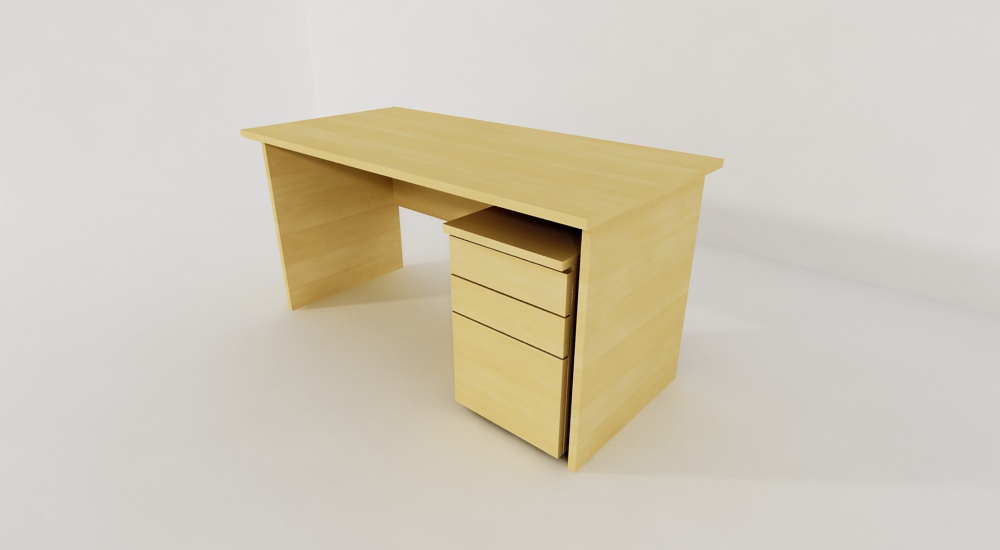 Officer's desk with straight top on laminate leg and mobile pedestal